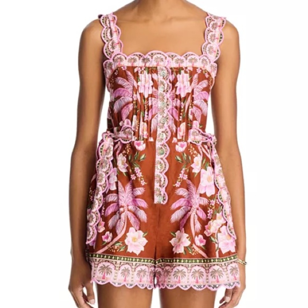 🤎🌴🩷 FARM Rio Palm Dream Pleated Romper